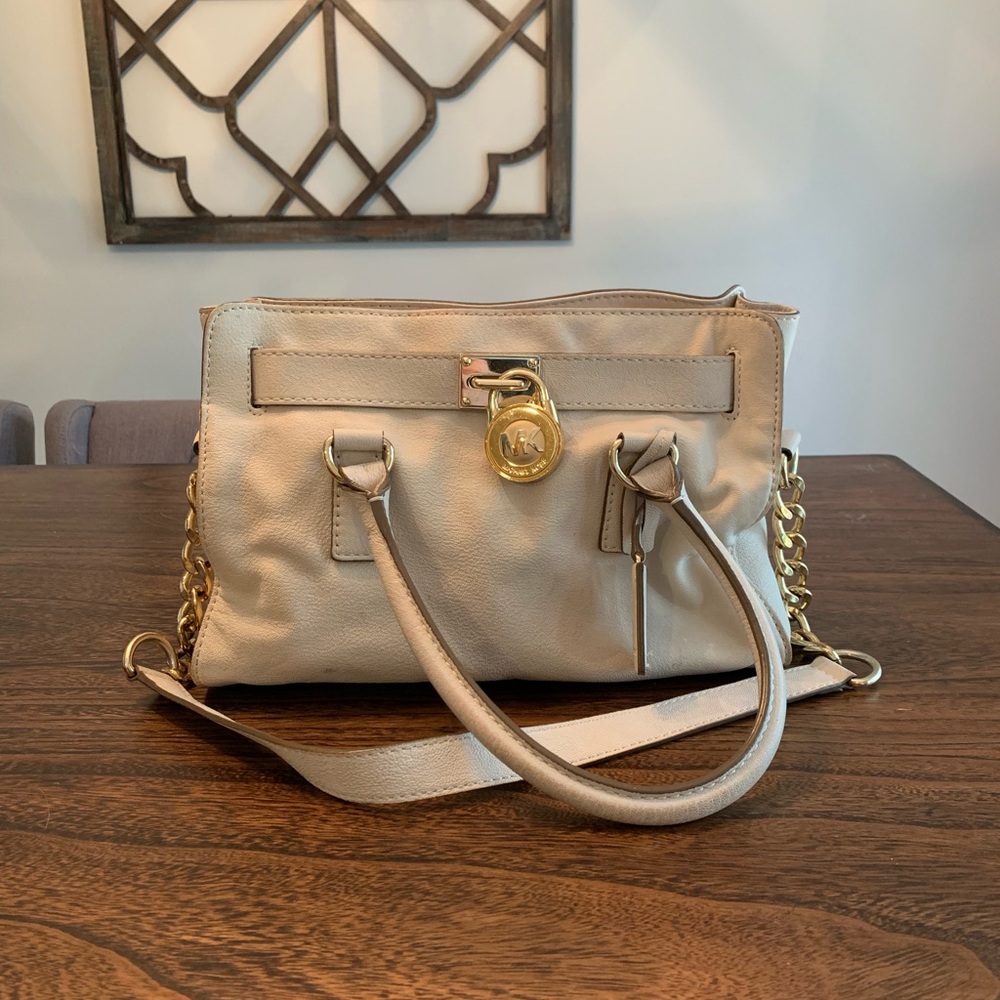 Ivory Michael Kors Purse with Gold Accents